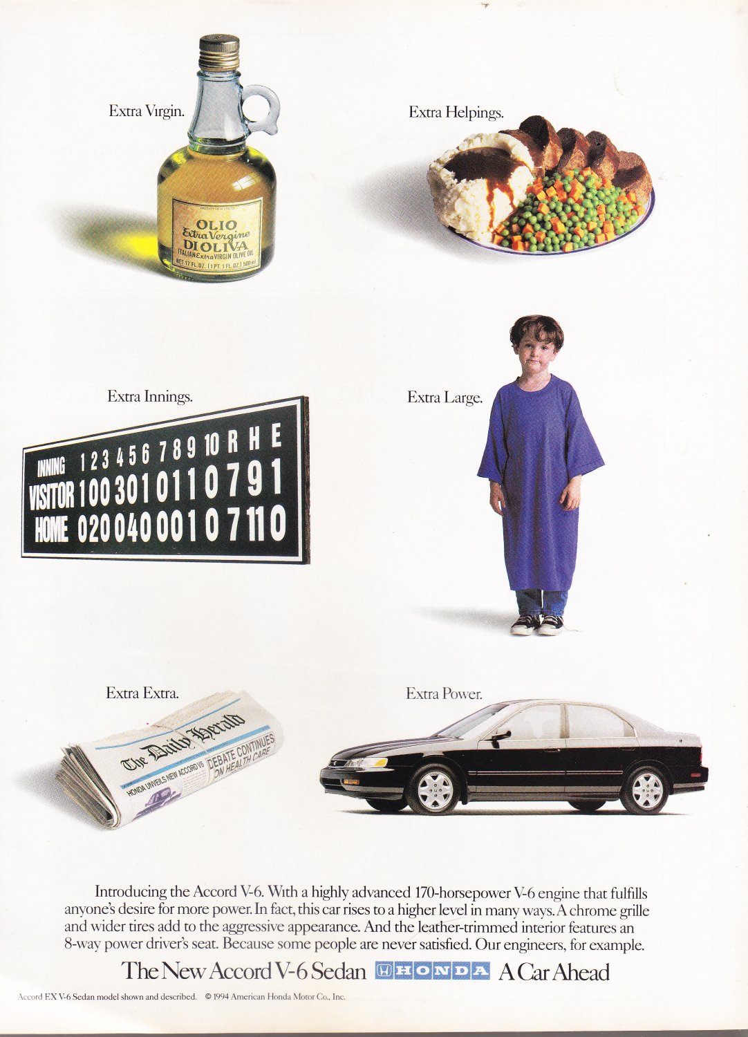 honda accord v-6 sedan magazine print advertisement
