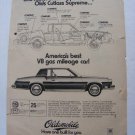 1980 OLDSMOBILE CUTLASS SUPREME Original Vintage Advertisement ~ Best V8 Mileage