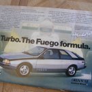 RENAULT FUEGO TURBO Vintage 1982 Print Ad
