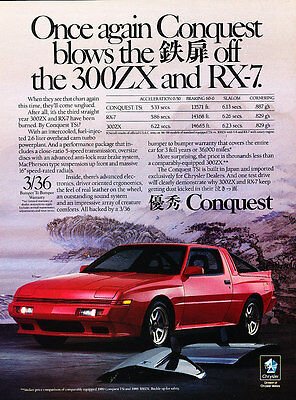 1989 Chrysler Mitsubishi Conquest - blows off - Vintage Advertisement Ad