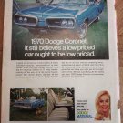 1970 Dodge Coronet Original magazine advertisement