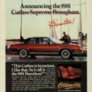 1981 Oldsmobile Cutlass Supreme Brougham Hamilton Original 13 * 10 Magazine Ad