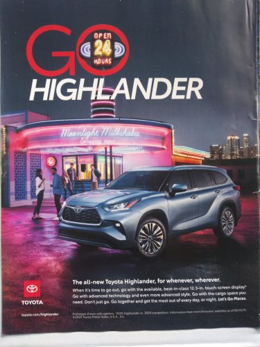 toyota highlander  print magazine advertisement