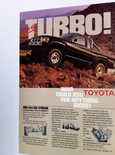 1986 Toyota Truck Vintage Advertising Turbo! 4x4 SR-5 Extracab