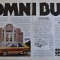 VINTAGE Dodge Omni 2 Page Car Magazine Advertisement 1970's