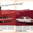 1967 Dodge Polara + Dart- Rebellion Original 2 Page Vintage Magazine Ad