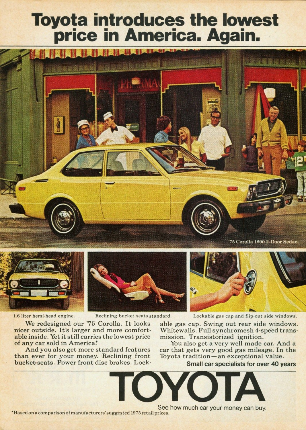 Vintage Toyota Corolla Magazine Ad 1975