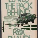 1974 Audi Fox Vintage Magazinei Original Print Ad Leaves The Pack Behind