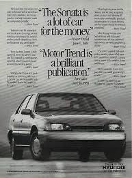1989 Hyundai Sonata Motor Trend Review Ad Original Vintage Magazine  Print Ad