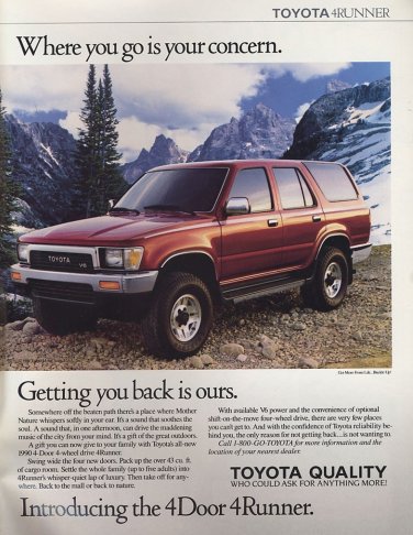 1990 Toyota 4Runner vintage magazine advertisement