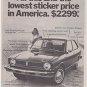 1974 Toyota Corolla 1200: Lowest Price Sticker in America vintage magazine ad