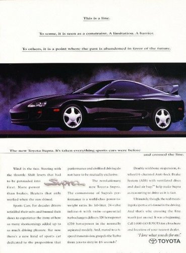 1993 Toyota Supra Vintage Print Advertisement