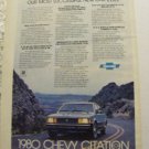 1980 Vintage Chevy Citation Original Magazine Advertisement