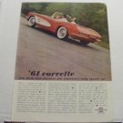 1961 Chevy Corvette Vintage Magazine Advertisement