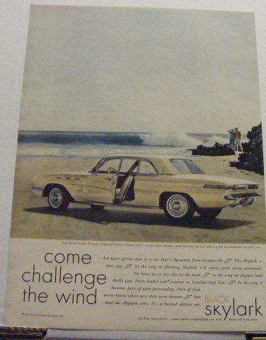 Buick Skylark Vintage Original Magazine Print Advertisement
