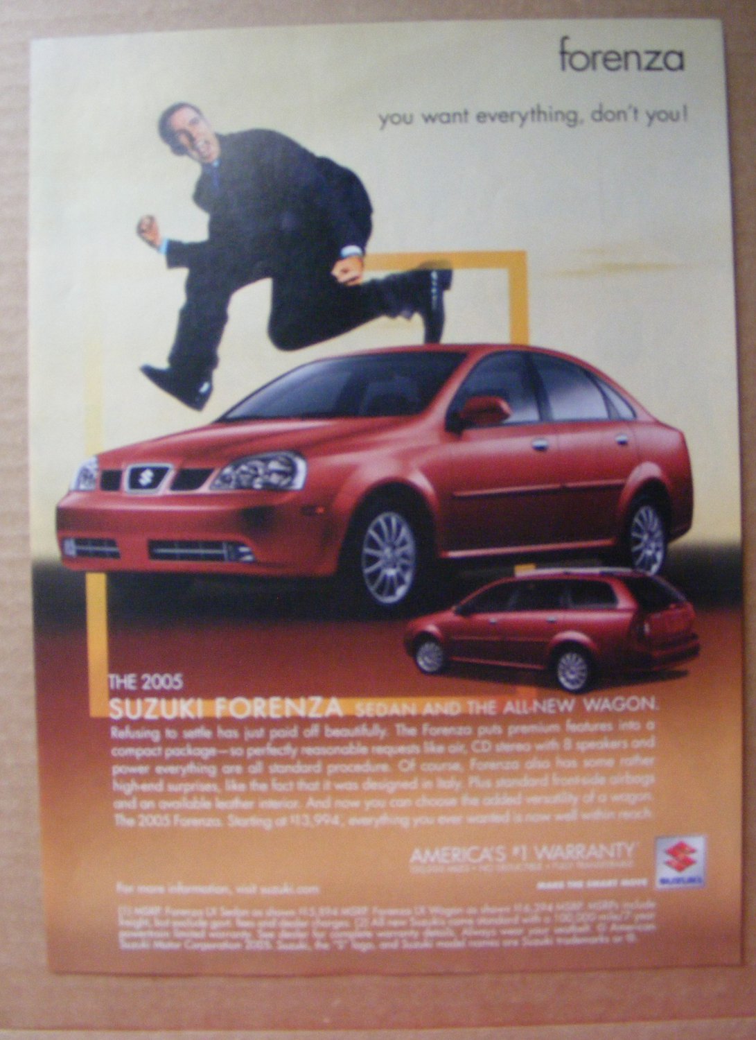 Suzuki Forenza original print magazine Advertisement ad