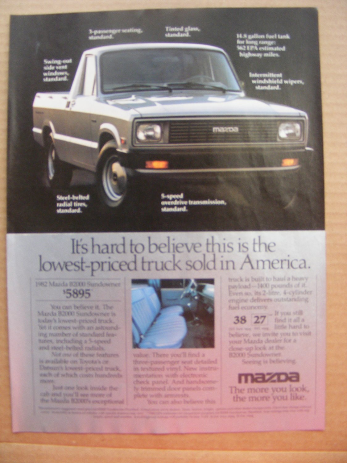 Mazda B2000 Sundowner Original Magazine Print Advertisement