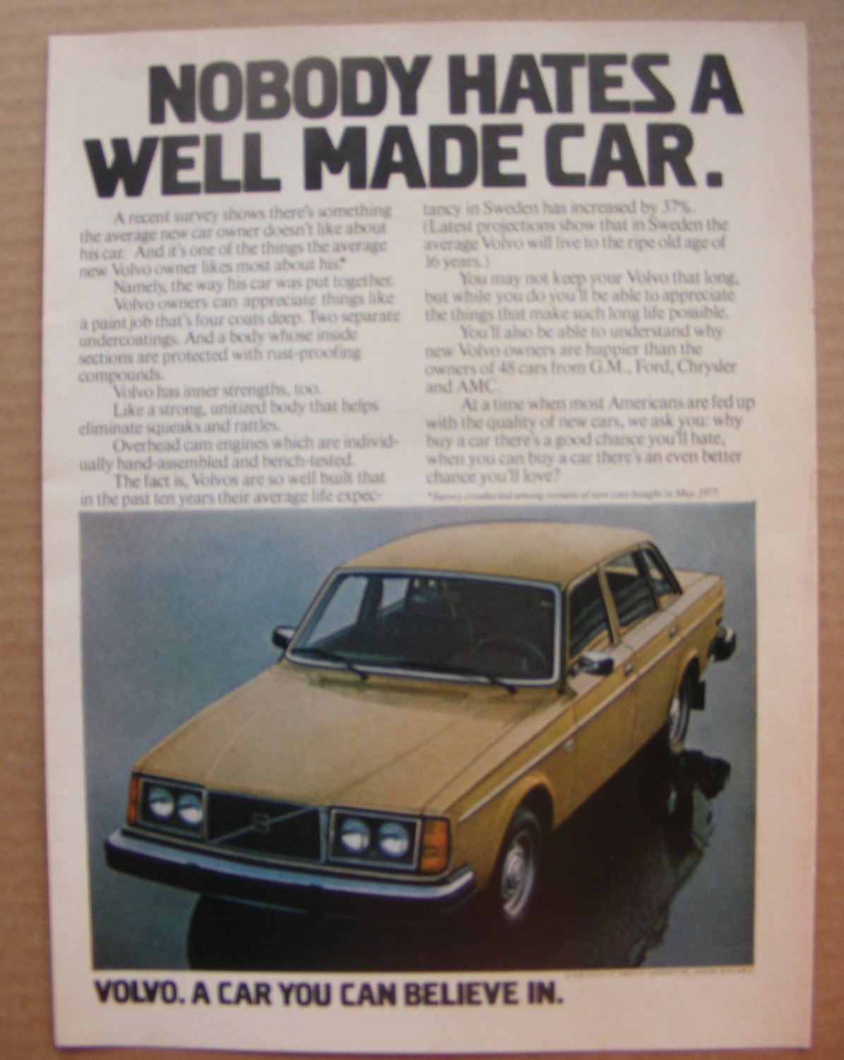 Volvo Vintage Original Print Magazine Advertisement