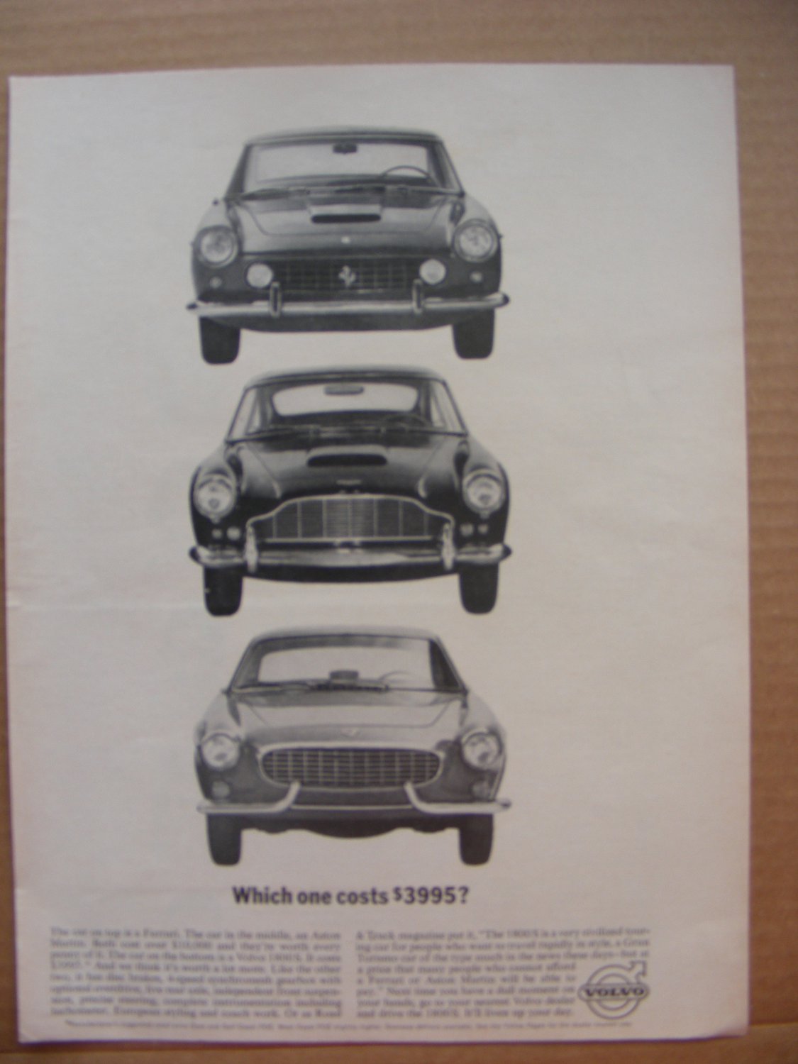 Volvo 1800 Original Print Magazine Advertisement