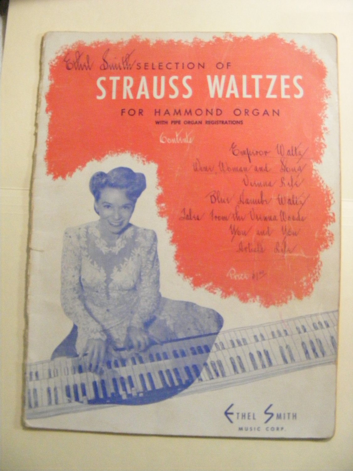 Ethel Smith's Selection Of Strauss Waltzes Hammond Organ 1948 Songbook Piano
