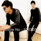 leather sleeve sweatshirt