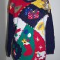 Ugly Christmas Sweater Large Pullover Yarn Works Patchwork Color Block Gaudy Tacky