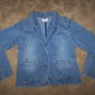 Girls Denim Jean Jacket Distressed Fitted Large 10 12 Long Sleeve 2 Button Blue