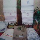 Vintage Cross Stitch Patterns Towel Designs Duck Butterflies Pitcher Monograms