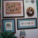 3 Vintage 1980s Country Cross Stitch Embroidery Patterns Seasons Sampler Hearts Row