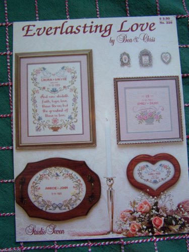Vintage Cross Stitch Sampler Patterns Wedding Anniversary Keepsake Heirloom Everlasting Love 228