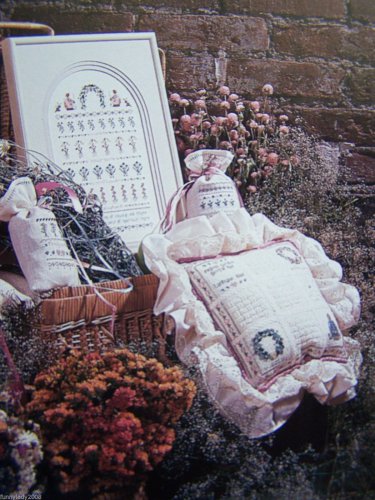 Vintage Cross Stitch Pattern Shepherd's Bush English Garden Sampler Sachets Pillow