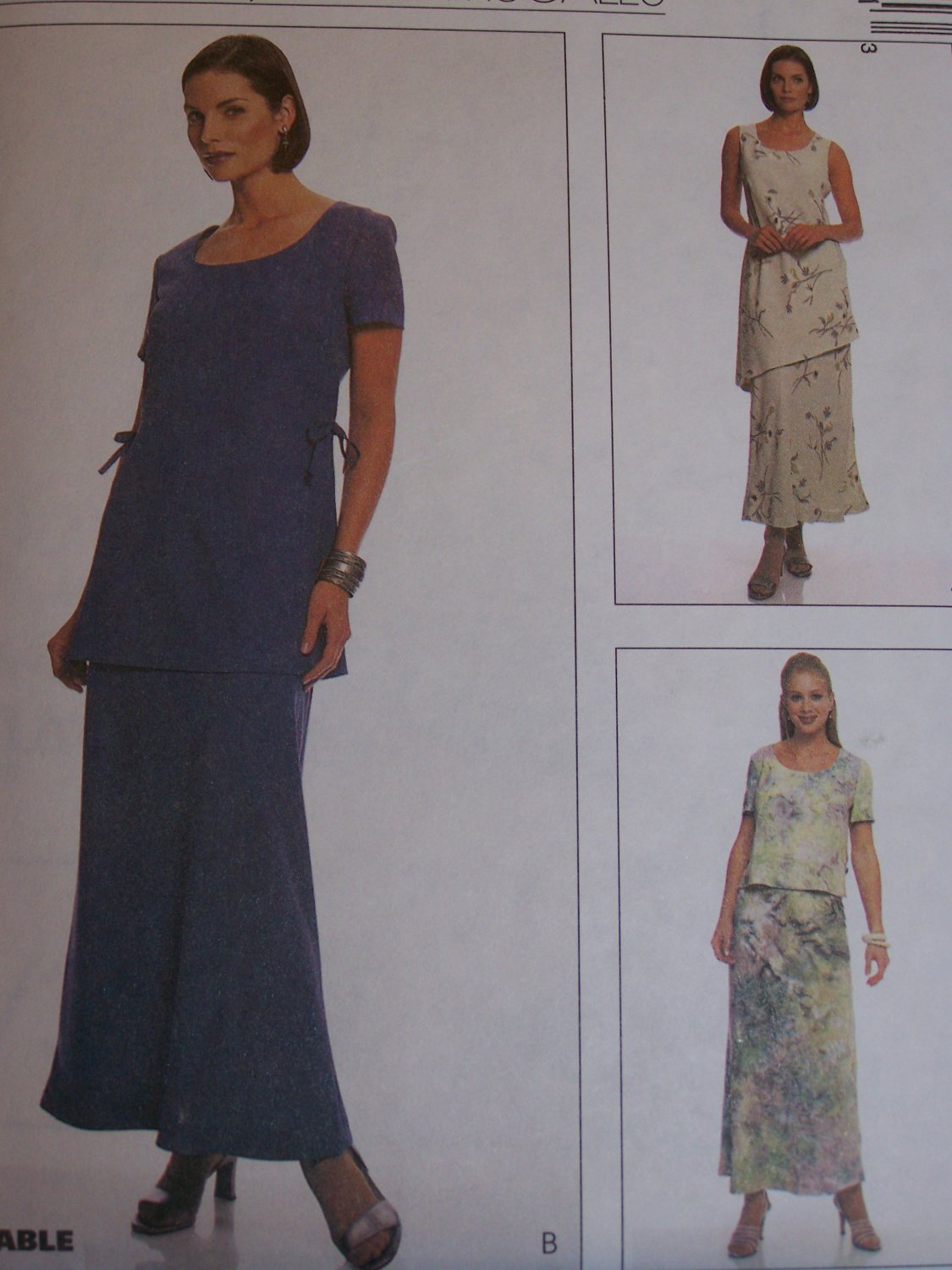 Long Bias Skirt Elastic Waist Tops Side Slits Ties Uncut Sewing Pattern ...