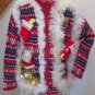 Large Unisex Ugly Christmas Sweater Zip Cardigan Red Blue Green Heirloom 2002