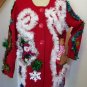 Women's 2X Ugly Christmas Sweater Cape Tacky Gaudy Snoman Reindeer Free Tulsa Pick up