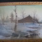 Antique Winter scene original in Chalk/Pastel