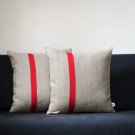 Set of 2 Decorative pillow covers 16x16 inch size - Color block pillows Linen cushion case