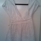 Bebe white embroidered eyelet blouse with silk ribbon, size M