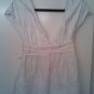 Bebe white embroidered eyelet blouse with silk ribbon, size M