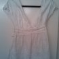 Bebe white embroidered eyelet blouse with silk ribbon, size M