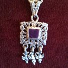 Sterling silver Incan necklace with amethyst