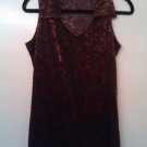 Self Esteem burgundy rose patterned burnt-out velvet tunic, size M