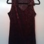 Self Esteem burgundy rose patterned burnt-out velvet tunic, size M
