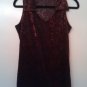 Self Esteem burgundy rose patterned burnt-out velvet tunic, size M