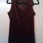 Self Esteem burgundy rose patterned burnt-out velvet tunic, size M