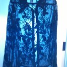 White Chocolate black mesh button blouse with embroidery, size L