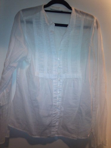 Love Squared ivory blouse with smocking, size L