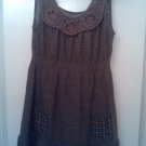 Cute brown mini-dress with crochet detail, size M