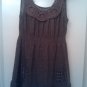 Cute brown mini-dress with crochet detail, size M
