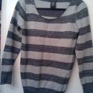 Metaphor metallic gray and dark gray striped sweater, size L