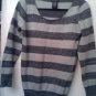 Metaphor metallic gray and dark gray striped sweater, size L